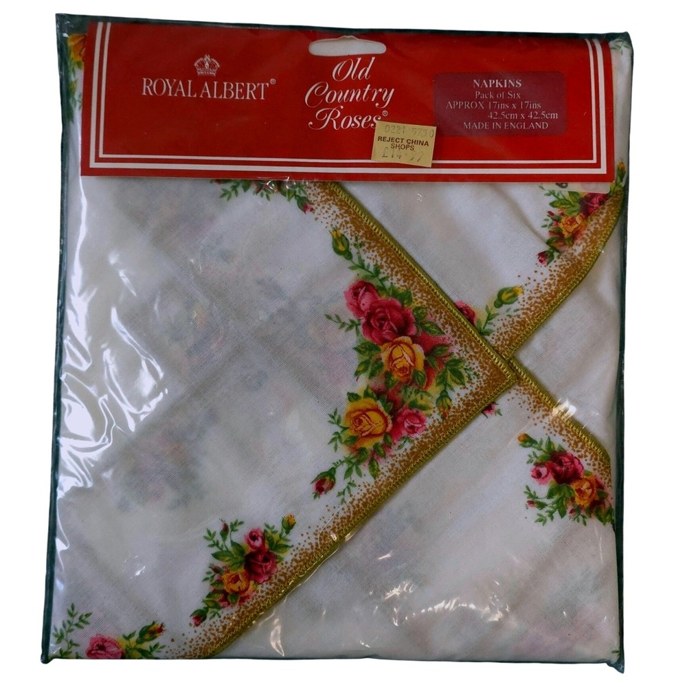 Royal Albert Old Country Roses Cotton Napkins Pack of 6 Made in England 17x17